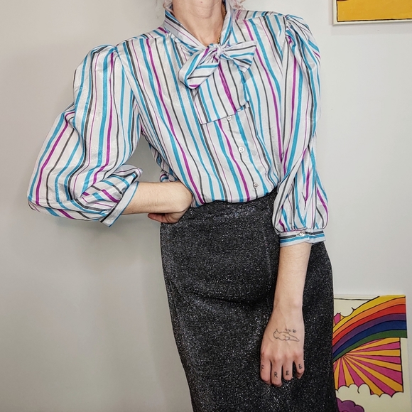 Vintage Black + Silver Sparkle Skirt - Picture 4 of 10